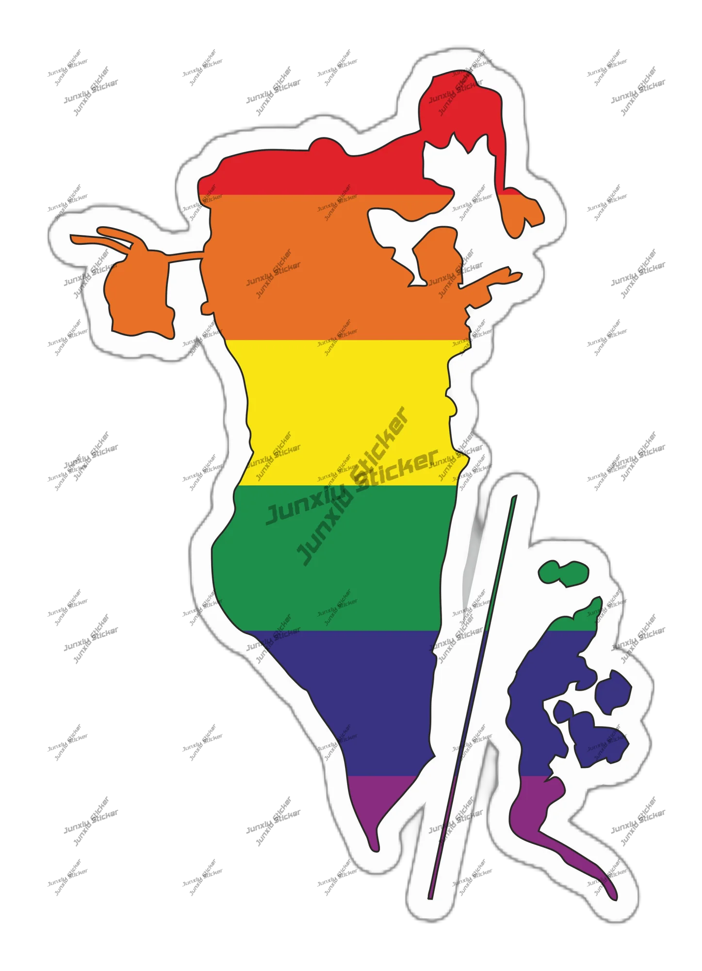 Car Accessories Bahrain - Bahrajn Gay Rainbow kontur flaga naklejka
