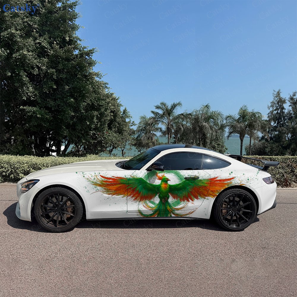 Car Accessories Phoenix - 2 szt. Zielono-pomarańczowe naklejki na bok