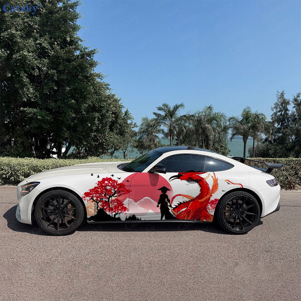 Car Accessories Phoenix - Naklejki na bok samochodu Crimson Phoenix