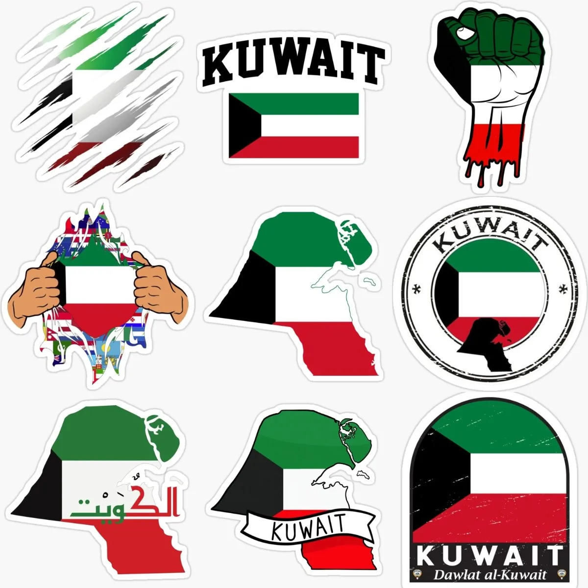 Car Accessories Kuwait - KWT Kuwejt Flaga Mapa Emblem Kreatywne