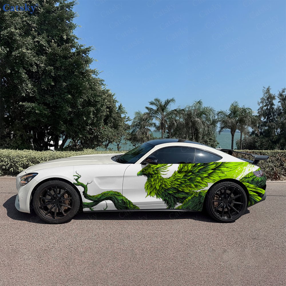 Car Accessories Phoenix - 2 szt. Naturalne zielone naklejki na